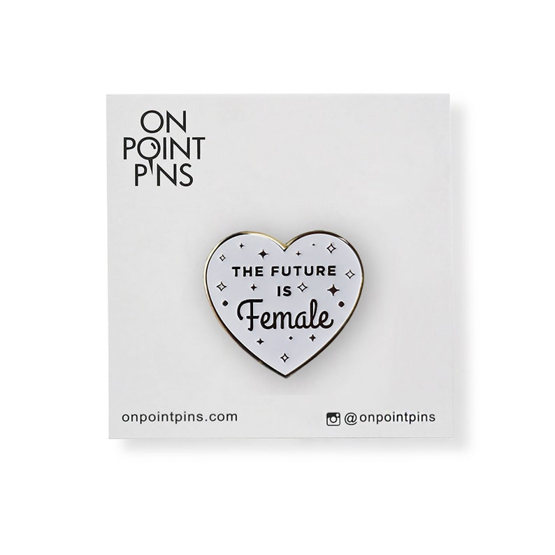 The Future is Female White and Gold Pin Feminist Feminism - Etsy