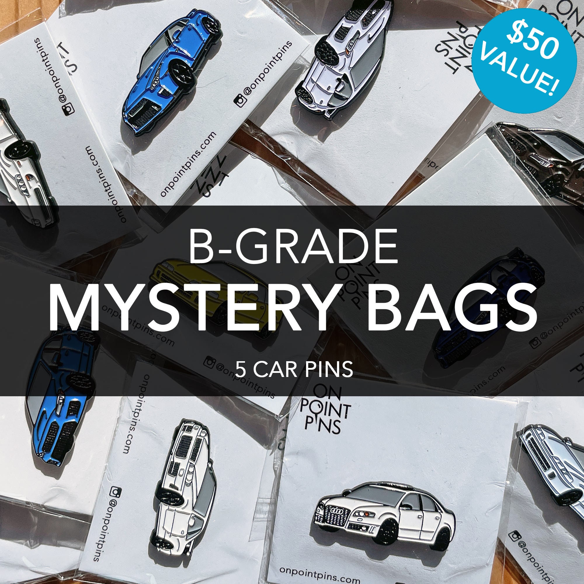 B-Grade Mystery Bags - Car Pins | Limited Quantities! | Blind Box Random Bags | Lapel Soft Hard Enamel Pins | Honda Nissan Audi Subi Toyota