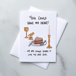 Drake-wenskaart 'You Could Have My Heart or We Could Share It Like The Last Slice' | Blanco kaart + envelop | Foodie rap hiphop