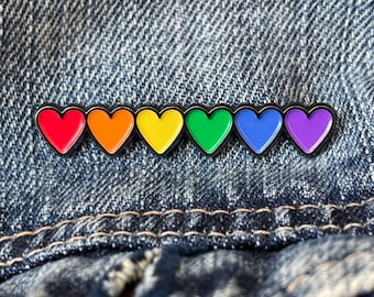 Rainbow Hearts LGBTQ Pride Ally | Soft Enamel Pin | Lapel Pin