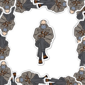 Bernie Sanders Fäustlinge Meme Vinyl Die Cut Wasserdichte Aufkleber Politik Laptop Computer | Hydroflask Wasserflasche | Yeti | Handyhülle | Aufkleber