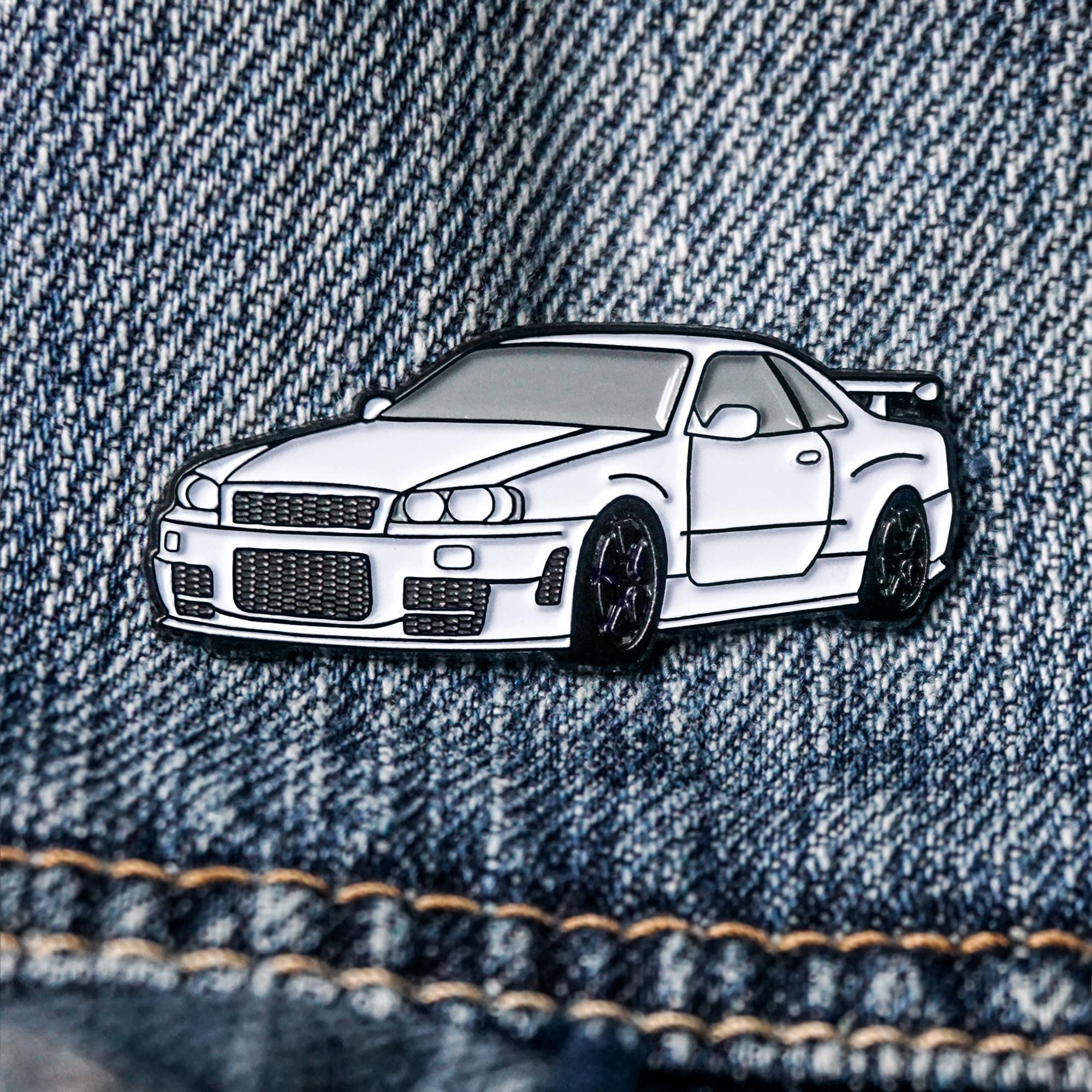 Nissan Skyline GT-R R34 white Car Pin Sports Race Import Car Soft Enamel  Pin Lapel Pin - Etsy Israel