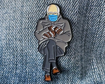 Bernie Sanders Mittens Meme Pin | Presidential Inauguration 2021 | Sitting on Chair | Politics | Soft Enamel | Lapel Pin