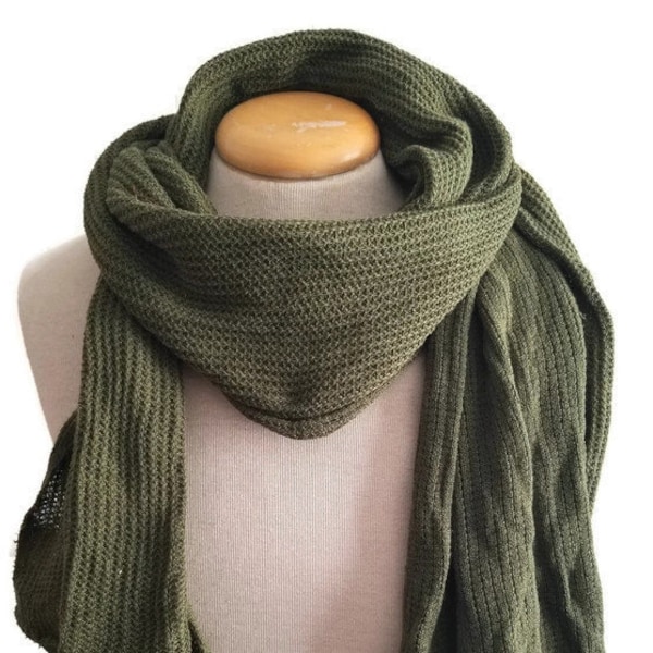 scark, cotton Canadian average green /scarf, cotton Canadian army olive green