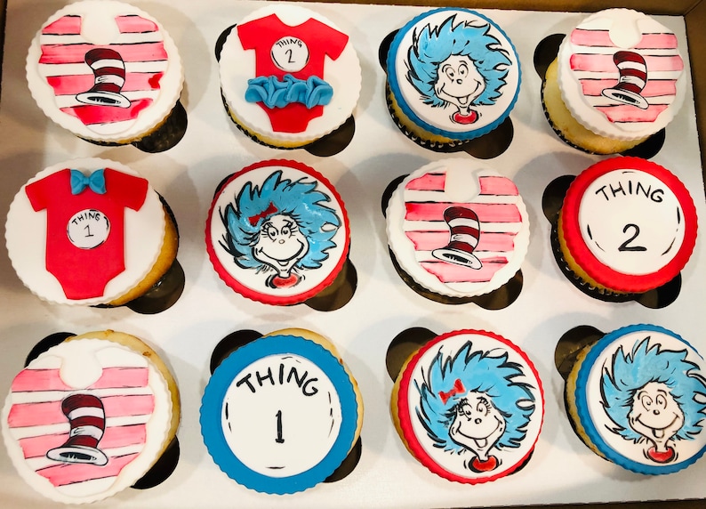 Dr. Seuss Baby Shower Cupcake toppers / cosa uno y cosas dos / - Etsy ...
