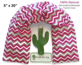 X-Long Corn Heating Pad (5" x 30"): Washable Flannel Cover, Neck & Shoulders Bag