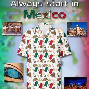 EPCOT World Showcase MEXICO Button Down Hawaiian- Drinking Around the World MUST have!