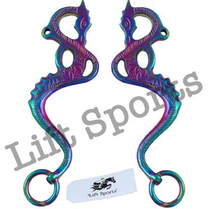 Rainbow Multi Color Dragon Hackamore Cheeks Bitless Horse Bit English Western Stainless Steel