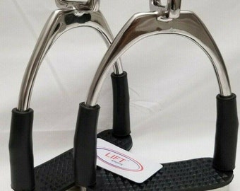 Offset Horse Flexible Safety Polish Stirrups (4.75’’) Riding Bendy Iron Steel