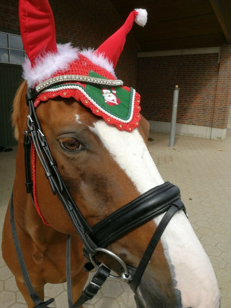 Abbylike 6 Pcs Christmas Holiday Santa Leg Wraps With Faux Fur Trim Holiday Santa Horse Hat All Purpose Santa Saddle Pad For Christmas Horse Costume Accessories P 49753867