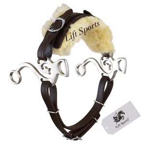 PRO IRON GEAR Hackamore Bitless Horse Bit – English/Western Adjustable Leather (Black)