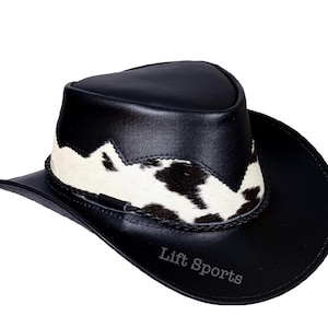 Men's Black Cowboy Hat Western Original Genuine Buffalo Hair Skin Leather New
