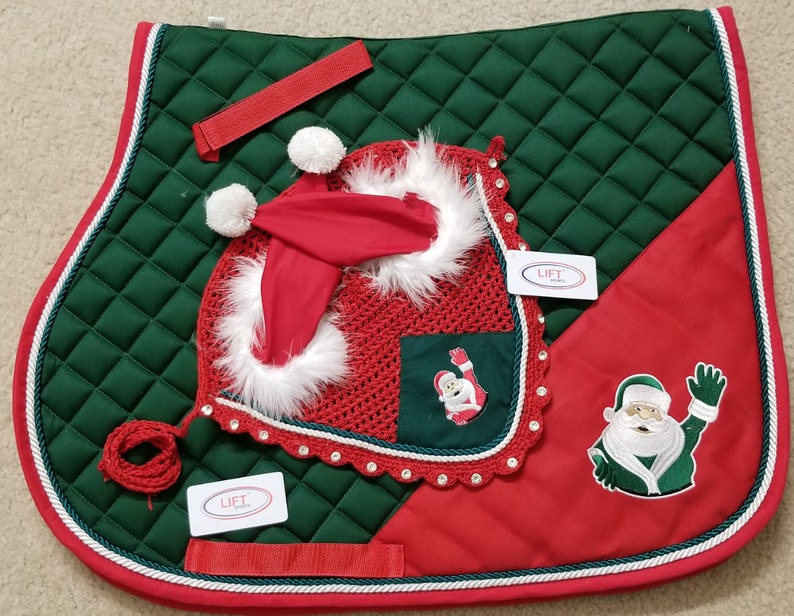 Horse Christmas Santa Claus Saddle PAD Set With Matching Fly Etsy