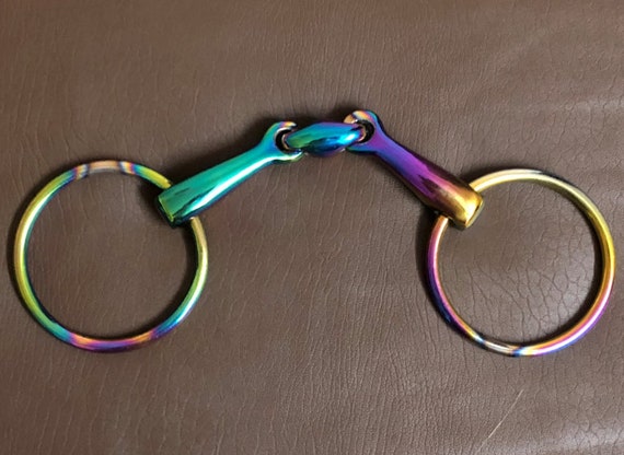 Rainbow Multi Color Loose Ring Snaffle Horse Bit Stainless Steel Tack Equestrian