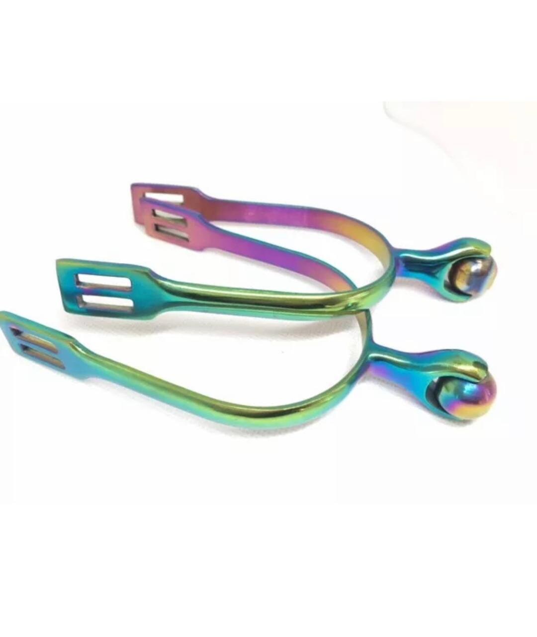 Rainbow Multi Color Horse Spurs Stainless Steel Smooth Roller Etsy