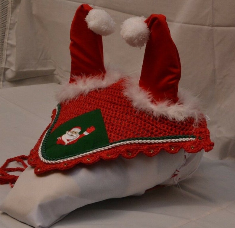 Abbylike 6 Pcs Christmas Holiday Santa Leg Wraps With Faux Fur Trim Holiday Santa Horse Hat All Purpose Santa Saddle Pad For Christmas Horse Costume Accessories P 49753867