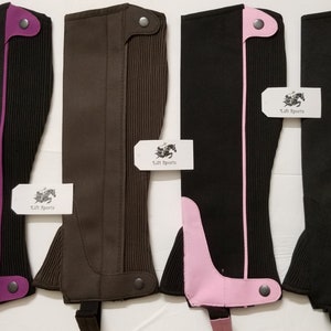 Half Chaps Horse Riding Equestrian Adult S/M/L/XL Amara Black Purple Pink Brown