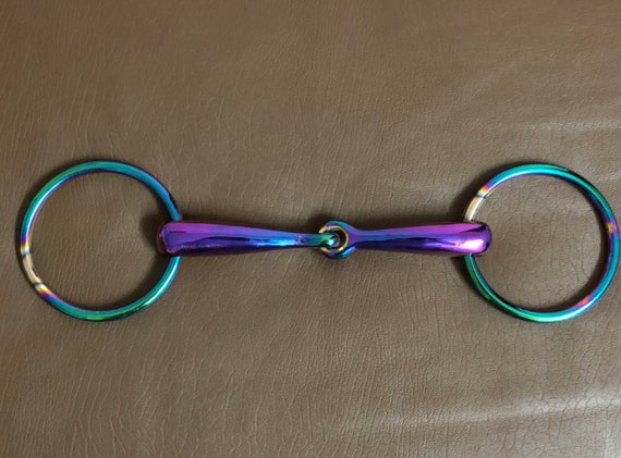 Rainbow Multi Color Loose Ring Snaffle Horse Bit Stainless Steel Tack Equestrian
