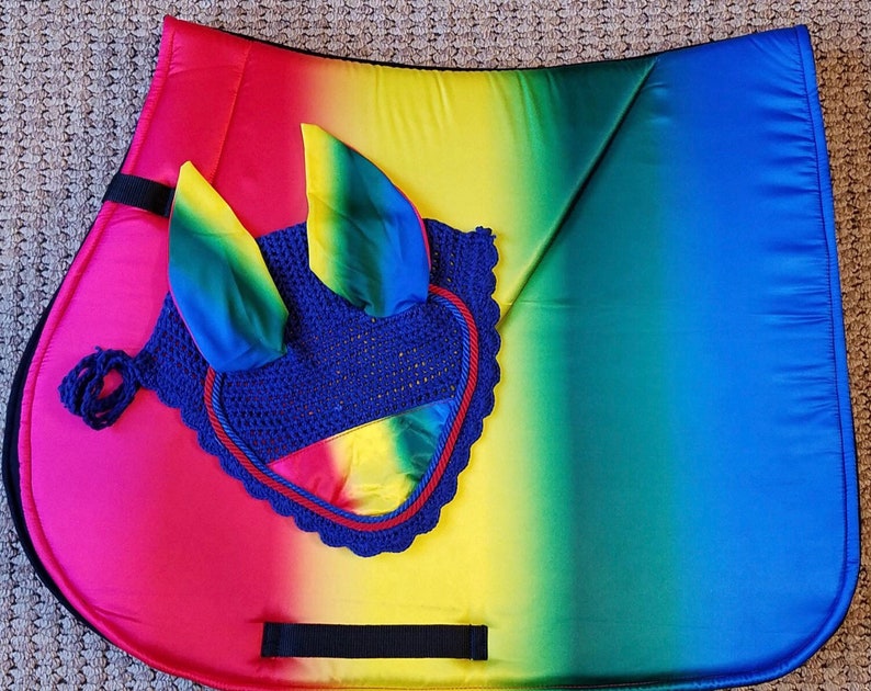 Rainbow Horse English Saddle Pad Set With Matching Fly Etsy