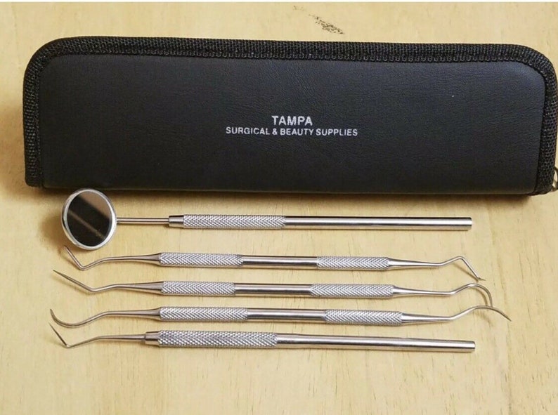 5 Tools Professional Dental Oral Scaler Pick Teeth Set Kit Deep