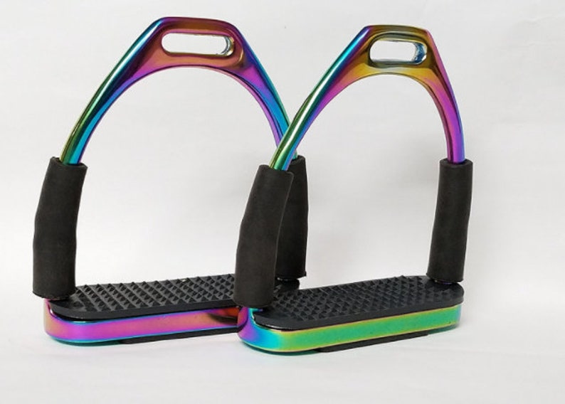 Rainbow Multi Color Horse Flexi Safety Stirrups Bendy Iron Etsy