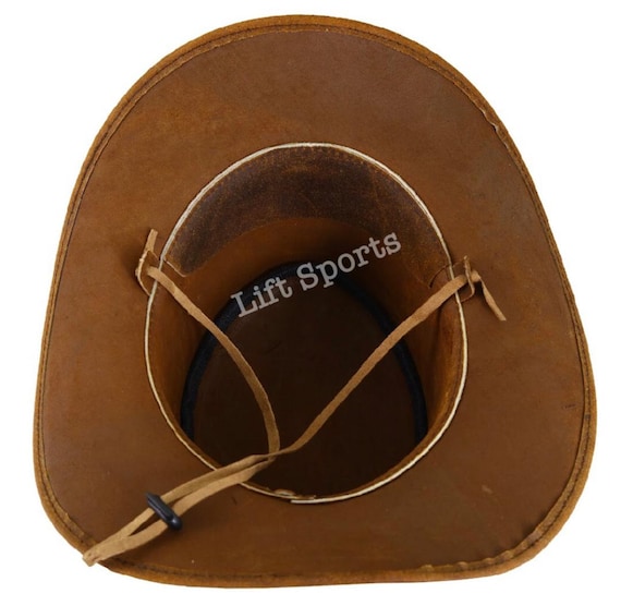 Men and Women Brown Genuine Leather Cowboy Western Hat