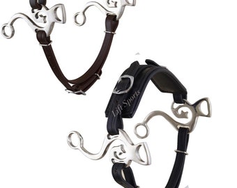 Black/Brown Hackamore Bitless Horse Bit English Western Adjustable Original Leather Bridle Equestrian Tack