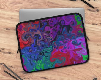 Aurora Mandala Laptop Sleeve | Abstract Colorful Marble, Padded Tech Cover