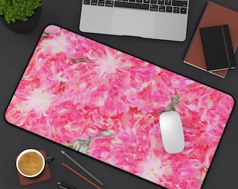 Floral Desk Mat Pink Peony  | Large Mouse Pad, Flower Pattern