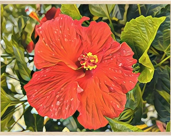 Red Hibiscus Framed Poster - Digital Art Print | Cayena Creative | Ready to Hang Wall Art