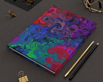 Journal Abstract Aurora Hardcover | Colorful Marble Abstract Notebook