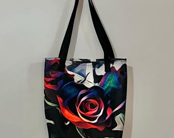 Gothic Rose Tote tas van 38 cm (15 inch) van polyester met digitale bloemenprint.