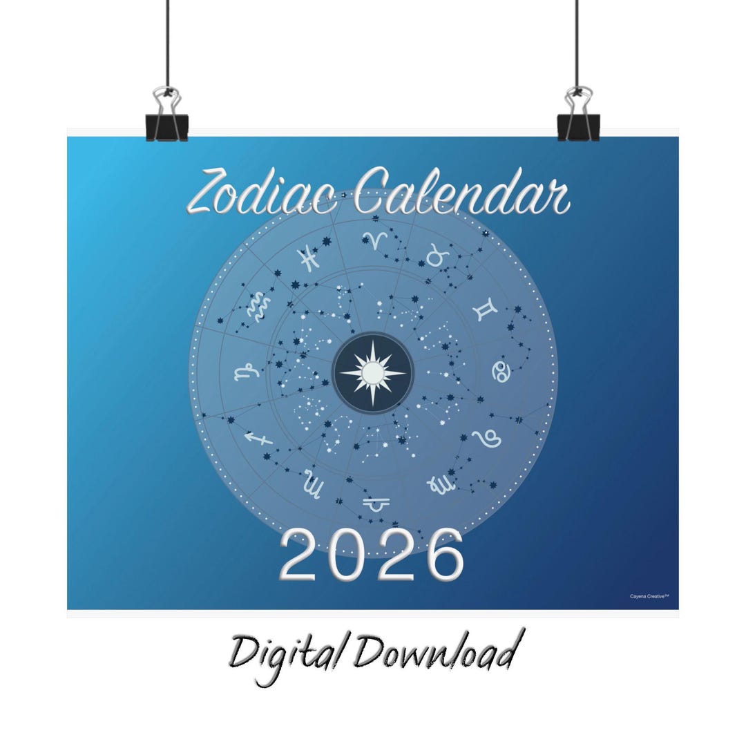 Printable Zodiac Calendar 2026 – Minimalist Monthly Planner, 8.5x11 ...