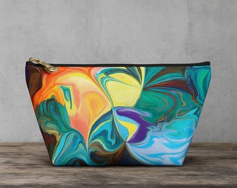 Bolsa de accesorios de mármol colorido con remolino abstracto