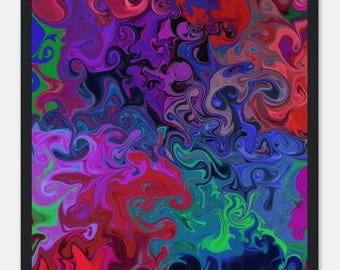 Abstract Aurora Framed Art Print | Square Fluid Art, Purple Wall Decor