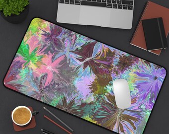 Abstract Floral Burst Desk Mat | Colorful Watercolor Flowers