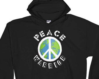 Frieden-Krieger Kapuzen-Sweatshirt - Frieden in der Welt, blaue und grüne Erde, Frieden Krieger Hoodie