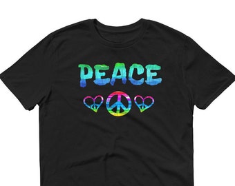 Tie Dye Shirts, Colorful PEACE Sign Graphic Design Short Sleeve T-Shirt