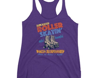 Pattino di rullo classico, retrò Vintage Graphic Design Racerback Tank femminile