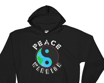 Peace Warrior, Yin Yang,Peace Sign, World Peace, Peace on Earth-Hooded Sweatshirt