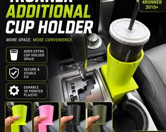 Toyota 4Runner Cup Holder Extension 2010-2024 5th Gen | Extra Drink Holder Console Add-On | Fits Yeti & Stanley | 4Runner Accessory Gift