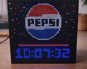 Pepsi Animated LED Digital Clock – Retro 8-Bit Arcade Decor