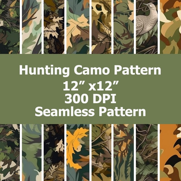 8 Seamless Hunting Camo Patterns. Hunting Camo Background. Hunting Camo Sublimation Design. Hunting Camo Digital Paper