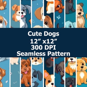 Seamless Cute Dogs. Sublimation patterns. Cute Dog Patterns. Digital Dog Background.