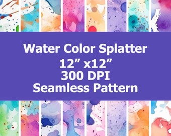 Watercolor Splatter Pattern: Seamless Digital Paper (PNG, 12x12, 300 DPI)