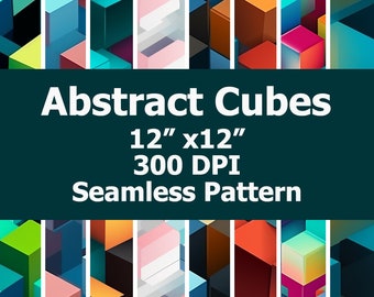 Patrón de cubo abstracto: Diseño geométrico sin costuras (descarga digital PNG)