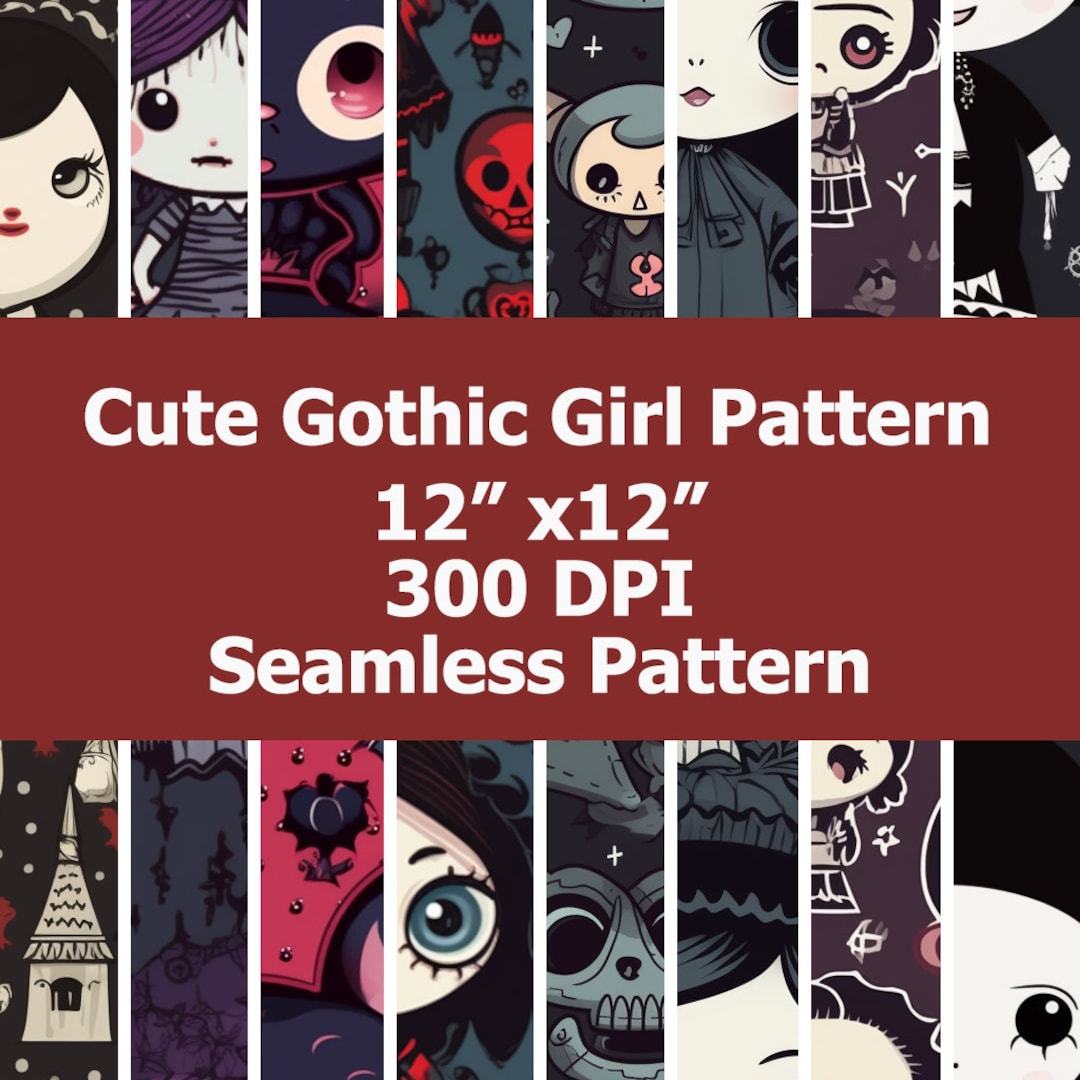 8 Seamless Cute Gothic Patterns. Cute Gothic Background. Sublimation ...
