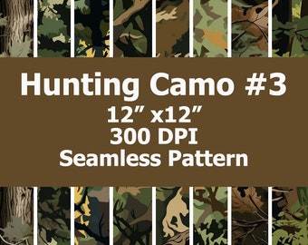 8 Hunting Camo #3 Seamless Patterns: 12" PNG (Digital Download)