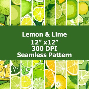 8 motifs transparents au citron et au citron vert. Fond de citron et de lime. Conception par sublimation. Papier numérique.