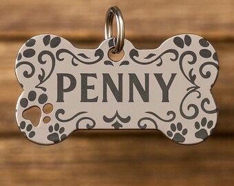 Personalized Bone-Shaped Pet ID Tag: Custom Engraved Dog Tag